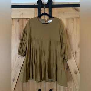 Listicle Balloon Sleeve Dress